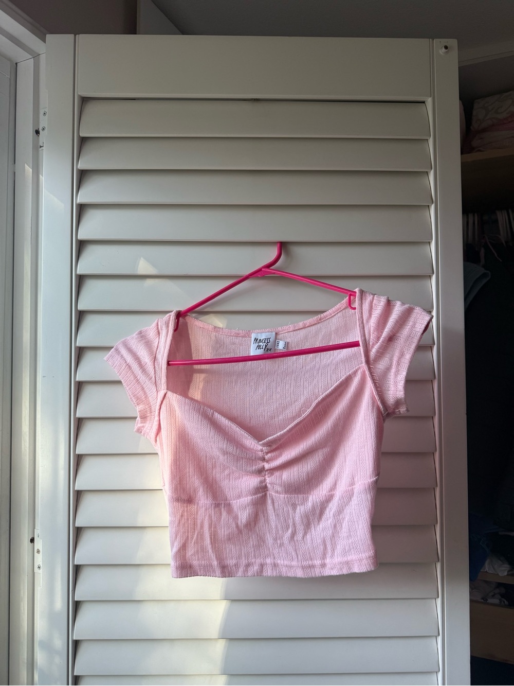 Princess Polly Pink Ribbed Ruched Crop Top